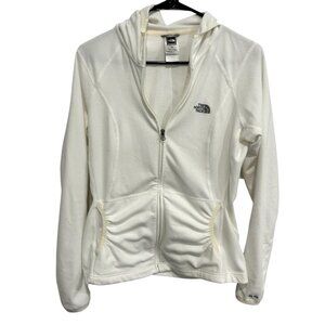 The North Face Fleece Full Zip Hoodie Jacket White Cream Sz Medium Outerwear